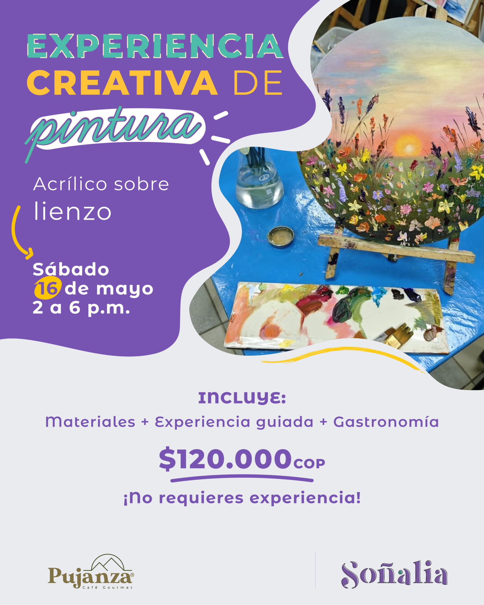 Experiencia creativa acrílico sobre lienzo  – 18 Mayo de 2026